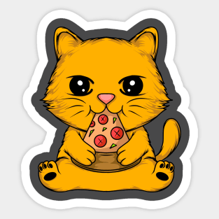 Adorable Cat Enjoying a Delicious Pizza - Unique Tee for Cat Lovers Sticker